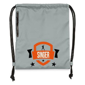 Chanteur - Chanter 🎤 - Sac à cordon en polyester recyclé - gris fer délavé - Devant