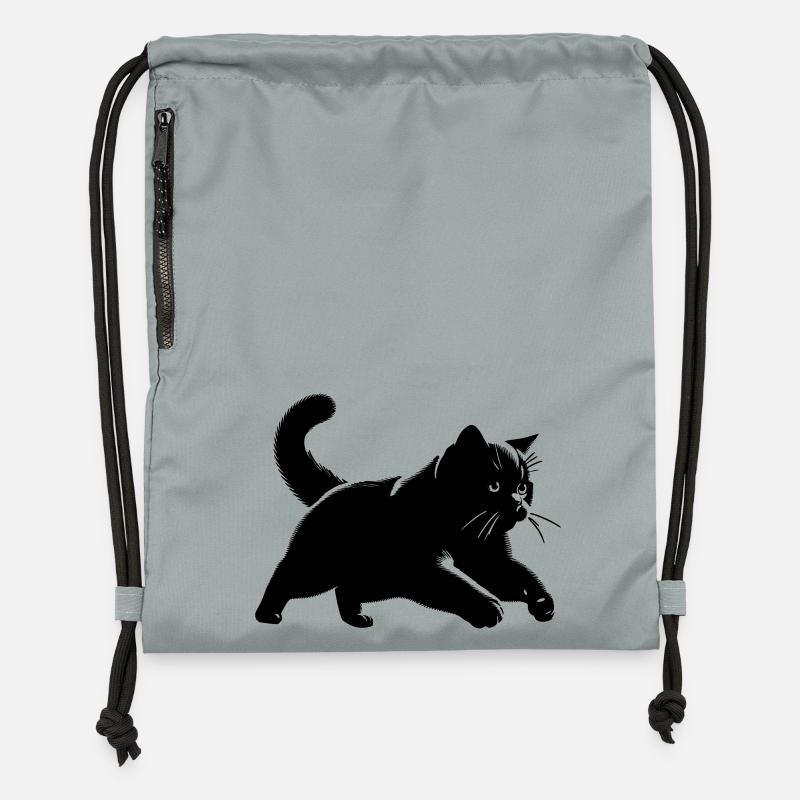 Chat British Shorthair - Sac à cordon en polyester recyclé - gris fer délavé