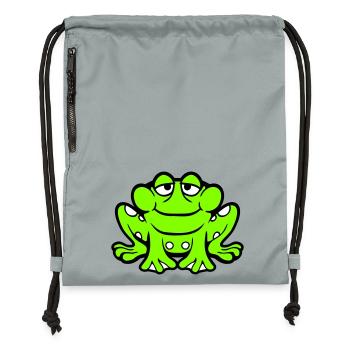 Frog toad smiles funny sitting comic happy - Gymsac made from recycled material - mineral charcoal grey - Front