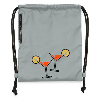 2 Cocktailgläser / Cocktail / Martini + (Orange) - Turnbeutel aus Recycling-Material - Steingrau mineral wash - Vorne