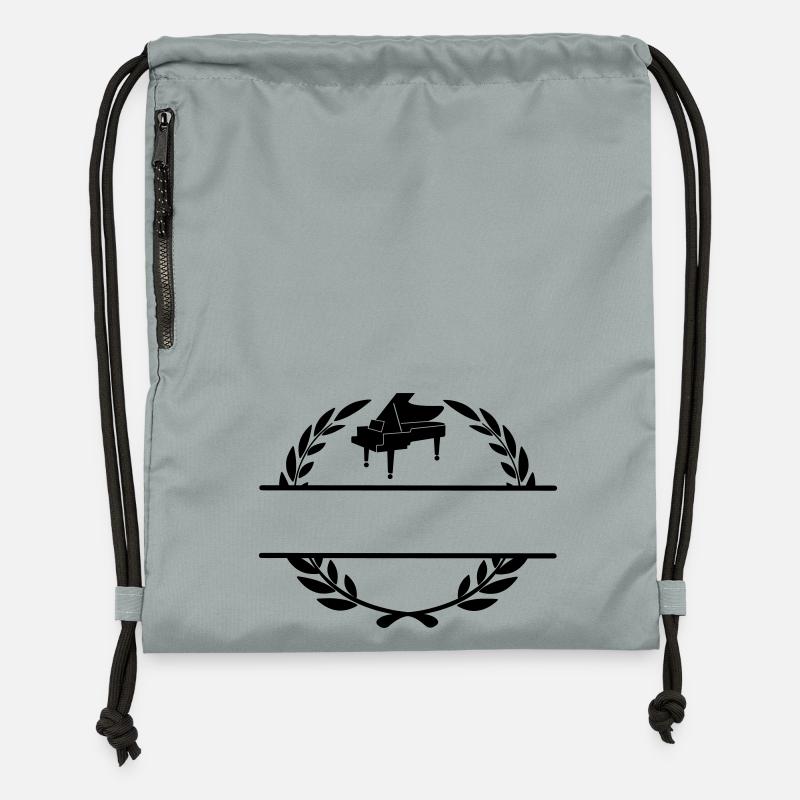 Piano en monogramme de couronne de laurier - Sac à cordon en polyester recyclé - gris fer délavé