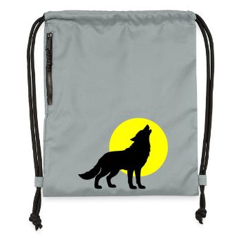 Wolf Silhouette - Turnbeutel aus Recycling-Material - Steingrau mineral wash - Vorne