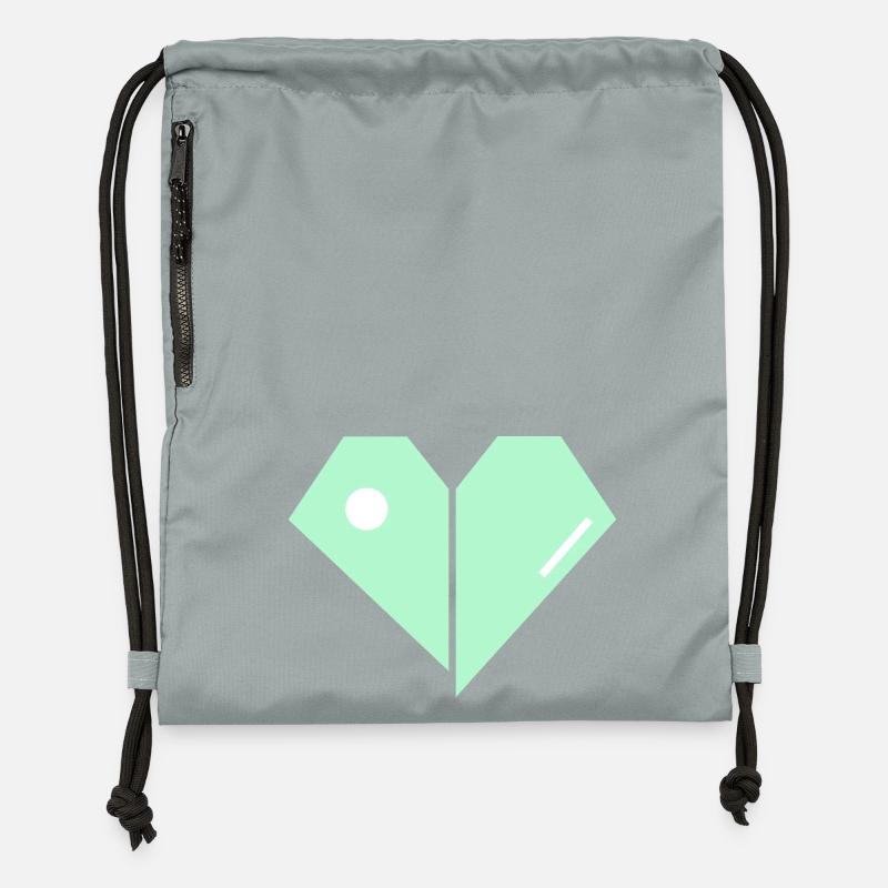 Mint Heart Split Minimaliste - Sac à cordon en polyester recyclé - gris fer délavé