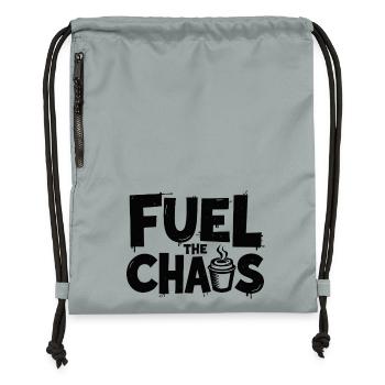Fuel the Chaos Kaffee Spruch für Rebellen - Turnbeutel aus Recycling-Material - Steingrau mineral wash - Vorne