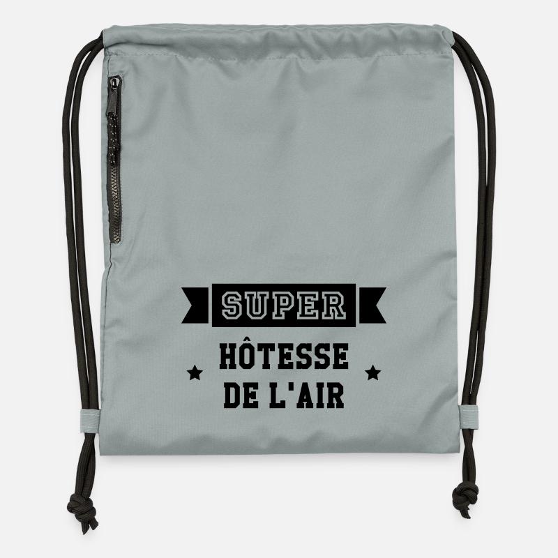 Hôtesse de l'air / Steward / Aviation / Hotesse - Sac à cordon en polyester recyclé - gris fer délavé