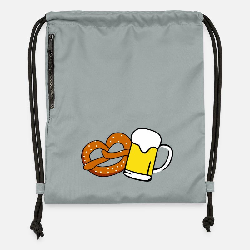 Beer and Brezel - Sac à cordon en polyester recyclé - gris fer délavé