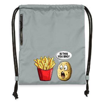 Drôle de frites Frites Pommes de terre - Sac à cordon en polyester recyclé - gris fer délavé - Devant