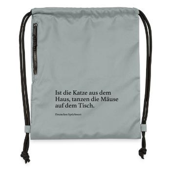 Ist die Katze aus dem Haus, tanzen die Mäuse auf - Turnbeutel aus Recycling-Material - Steingrau mineral wash - Vorne