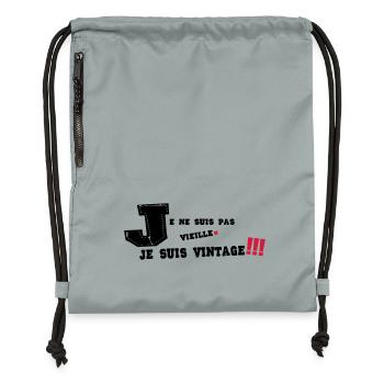 je ne suis pas vieille - Sac à cordon en polyester recyclé - gris fer délavé - Devant