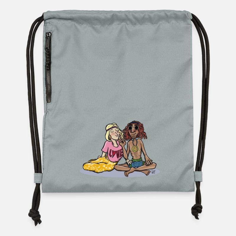 Amour et Paix - Sac à cordon en polyester recyclé - gris fer délavé