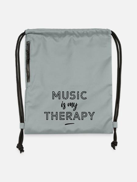 Music is my therapy - Turnbeutel aus Recycling-Material - Steingrau mineral wash