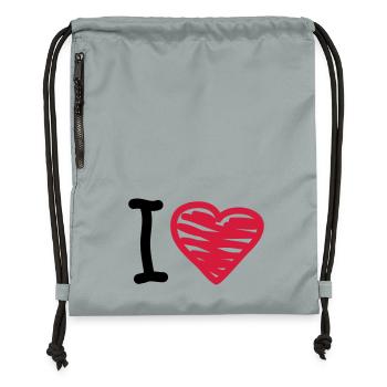 I_love - Sac à cordon en polyester recyclé - gris fer délavé - Devant