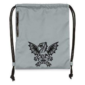 mittelalter-wappen-drache-heraldik-symbol_2 - Turnbeutel aus Recycling-Material - Steingrau mineral wash - Vorne