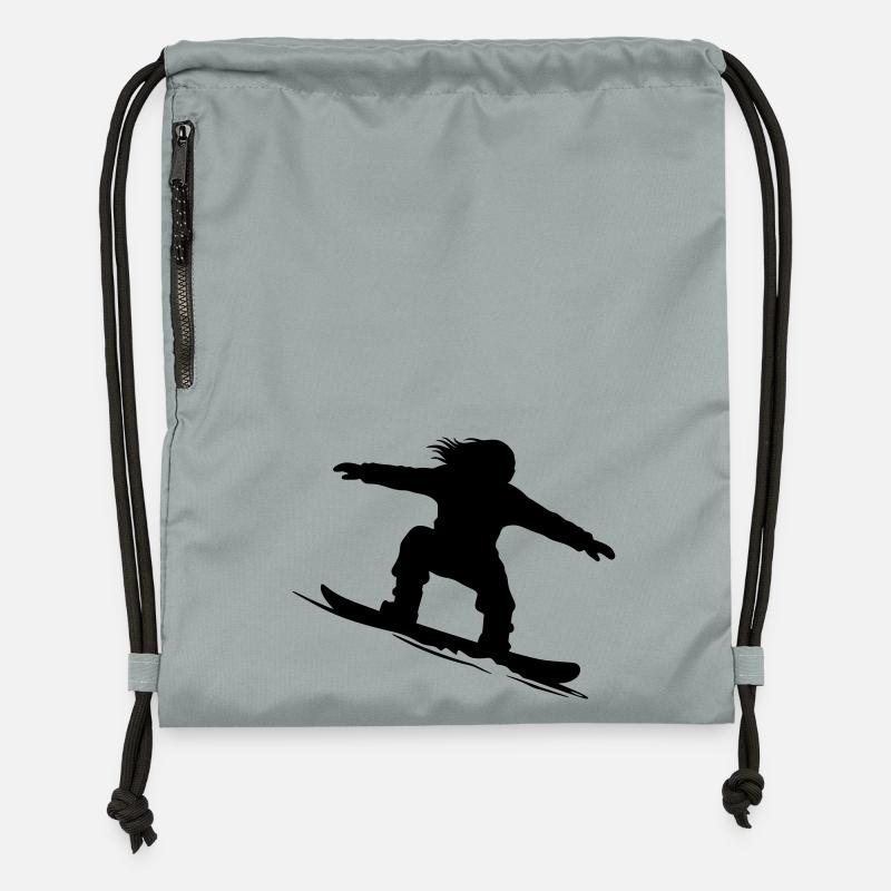 Snowboarder Silhouette - Color Variable - Gymsac made from recycled material - mineral charcoal grey