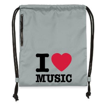 I love music EN - Gymsac made from recycled material - mineral charcoal grey - Front