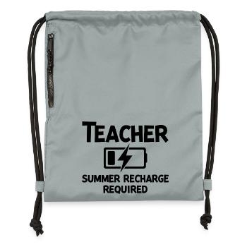 Teacher Summer Recharge Required - Gymsac made from recycled material - mineral charcoal grey - Front