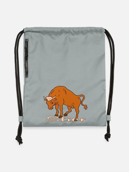 Sternzeichen Stier - Turnbeutel aus Recycling-Material - Steingrau mineral wash