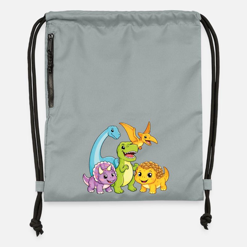 Équipe de Dinos Mignons - Sac à cordon en polyester recyclé - gris fer délavé