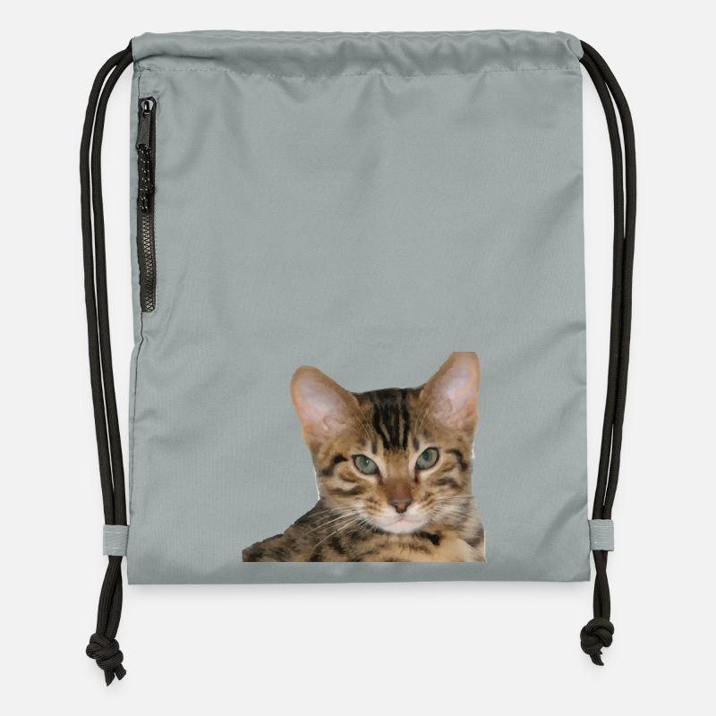 J’aime mon chat guépard - Sac à cordon en polyester recyclé - gris fer délavé