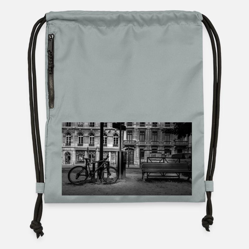 Noir Urbain Vélo Banc - Sac à cordon en polyester recyclé - gris fer délavé