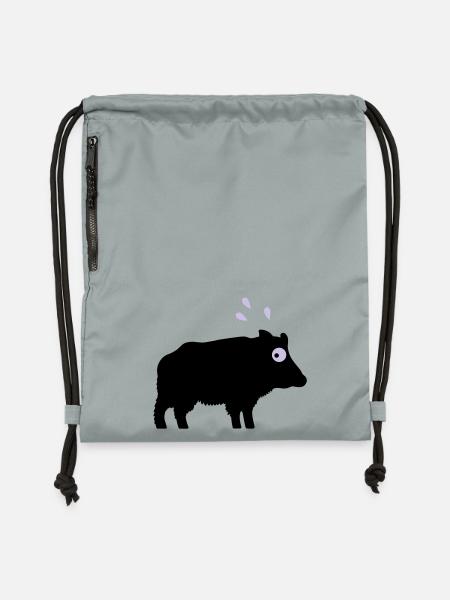Angstschwitzendes Wildschwein - Turnbeutel aus Recycling-Material - Steingrau mineral wash