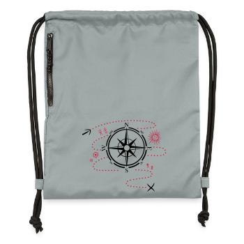 Kompass, Wandern, Wanderkarte, Hiking - Turnbeutel aus Recycling-Material - Steingrau mineral wash - Vorne