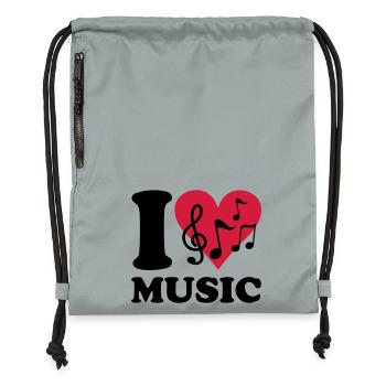 I love Music - Turnbeutel aus Recycling-Material - Steingrau mineral wash - Vorne