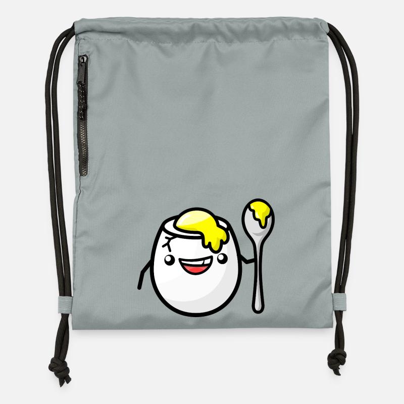 Breakfast egg while doing your hair - Gymsac made from recycled material - mineral charcoal grey