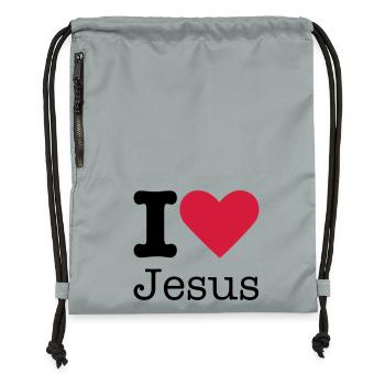 I Love Jesus - Gymsac made from recycled material - mineral charcoal grey - Front