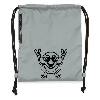 Frog Toad Cool Sunglasses Victory Peace Hands - Gymsac made from recycled material - mineral charcoal grey - Front