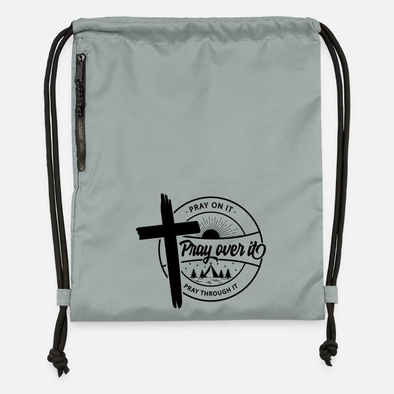 Pray about it - Gymsac made from recycled material - mineral charcoal grey