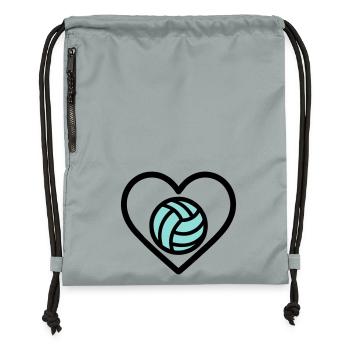 Volley-ball de cœur – Amateur de sport d’équipe - Sac à cordon en polyester recyclé - gris fer délavé - Devant
