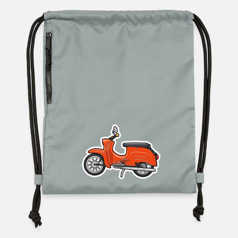 Retro Orange Simson Schwalbe Design - Turnbeutel aus Recycling-Material - Steingrau mineral wash
