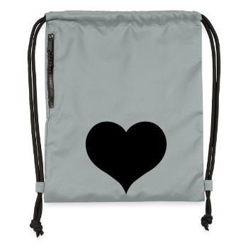 Black Heart - Gymsac made from recycled material - mineral charcoal grey - Front