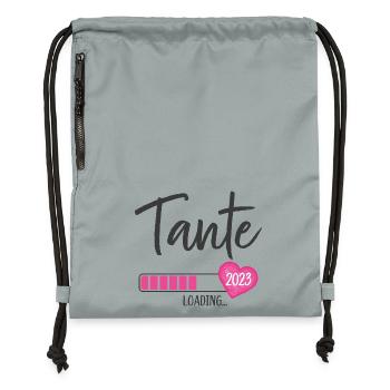 Tante Loading 2023 Herz Nichte Mädchen - Turnbeutel aus Recycling-Material - Steingrau mineral wash - Vorne