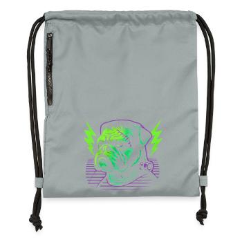 Bulldog Neon Sewing Stitch - Gymsac made from recycled material - mineral charcoal grey - Front