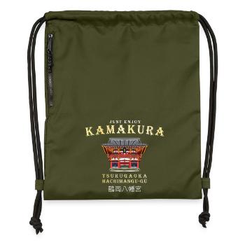 Japan, Kamakura City, Shinto Shrine Drawing - Gymsac made from recycled material - military green - Front