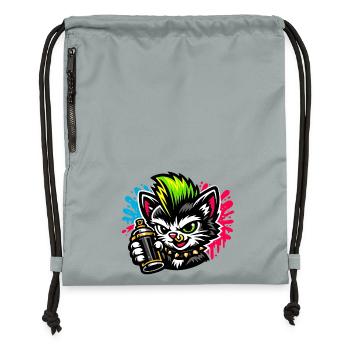 Graffiti Cat Spray Dot - Sac à cordon en polyester recyclé - gris fer délavé - Devant