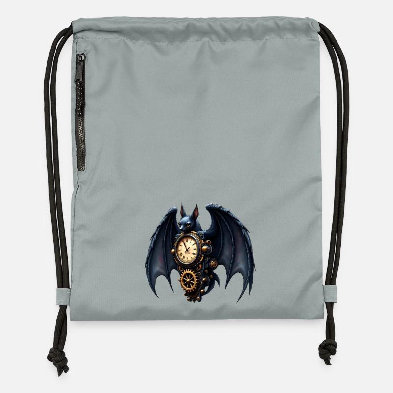 Steampunk watchmaker bat - Gymsac made from recycled material - mineral charcoal grey