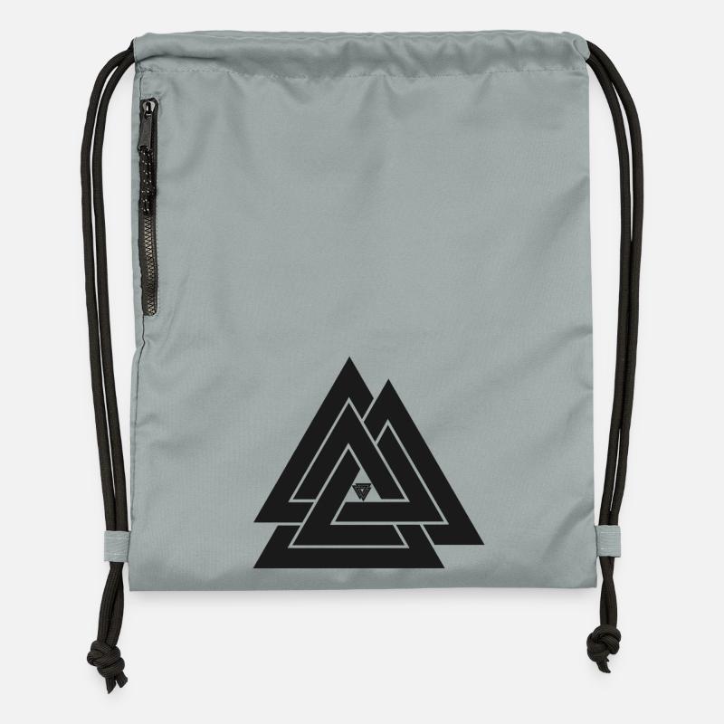Valknut symbole viking - Sac à cordon en polyester recyclé - gris fer délavé