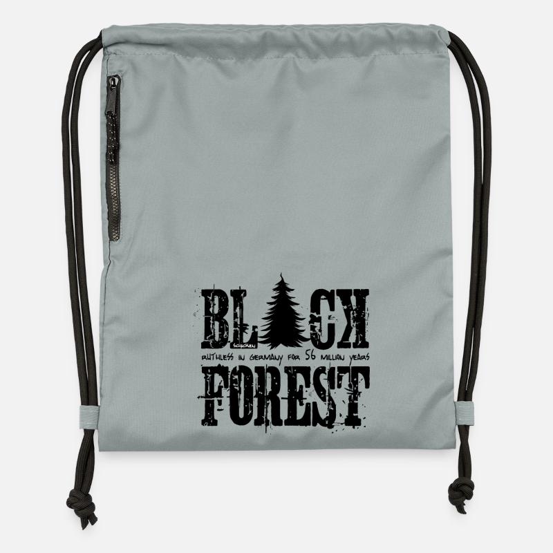 Lettrage Forêt-Noire Noir - Sac à cordon en polyester recyclé - gris fer délavé