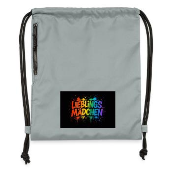 Favorite Girl – Colorful Graffiti with Paint Squirt - Gymsac made from recycled material - mineral charcoal grey - Front