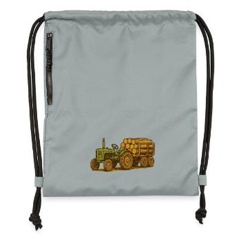 Green tractor with timber bed - Gymsac made from recycled material - mineral charcoal grey - Front