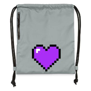 Pixel Heart 8-Bit Health - Gymsac made from recycled material - mineral charcoal grey - Front