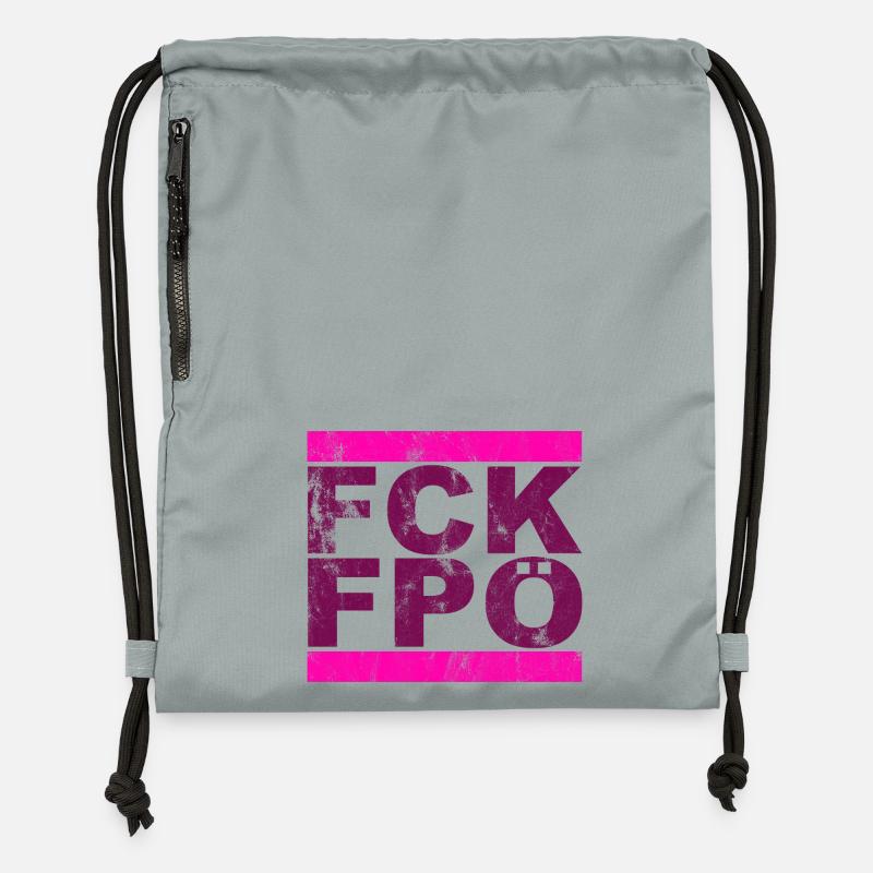 FCK FPÖ - Setting an example against the right - Gymsac made from recycled material - mineral charcoal grey
