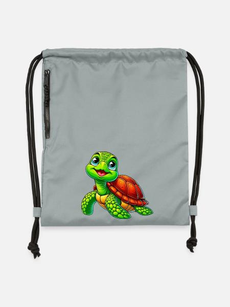 Schildkröte - Turnbeutel aus Recycling-Material - Steingrau mineral wash