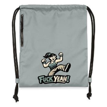 Motivierte Frau / Mädchen "Fuck Yeah" - Sac à cordon en polyester recyclé - gris fer délavé - Devant