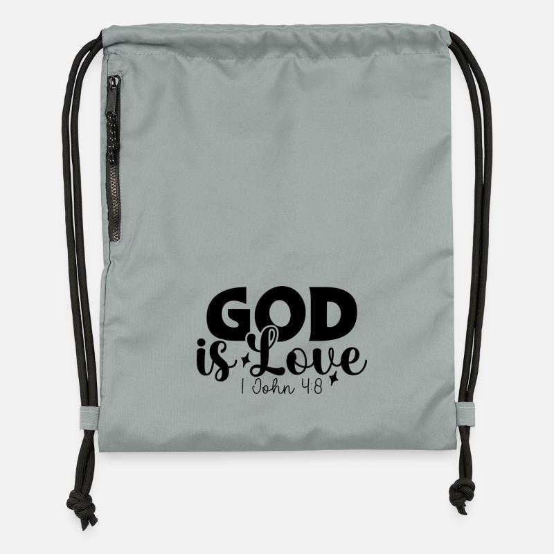 Dieu est amour - Sac à cordon en polyester recyclé - gris fer délavé