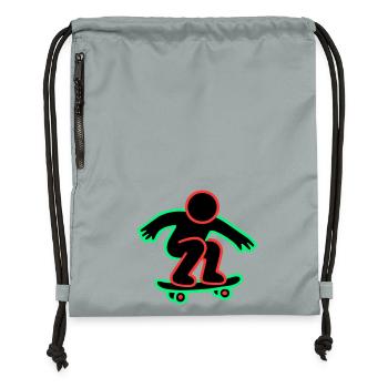 Neon Skateboarder Line Art - Gymsac made from recycled material - mineral charcoal grey - Front