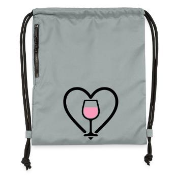 Herz + Roséwein – Rosé Lover - Turnbeutel aus Recycling-Material - Steingrau mineral wash - Vorne